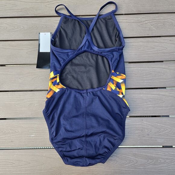 TYR DuraFast Atlantic Splice DiamondFit 1 pc Swimsuit Gold/Black Sz 34 New - Picture 2 of 3